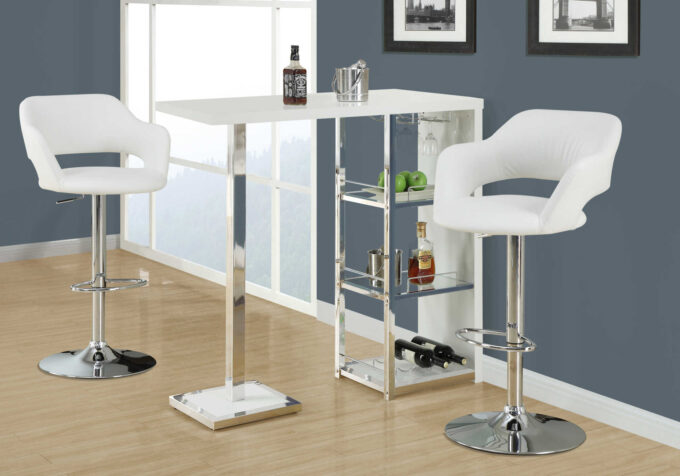 BARSTOOL - WHITE / CHROME METAL HYDRAULIC LIFT