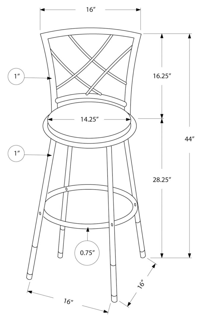 BARSTOOL - 2PCS / SWIVEL / BLACK /BLACK LEATHER-LOOK SEAT - Image 4