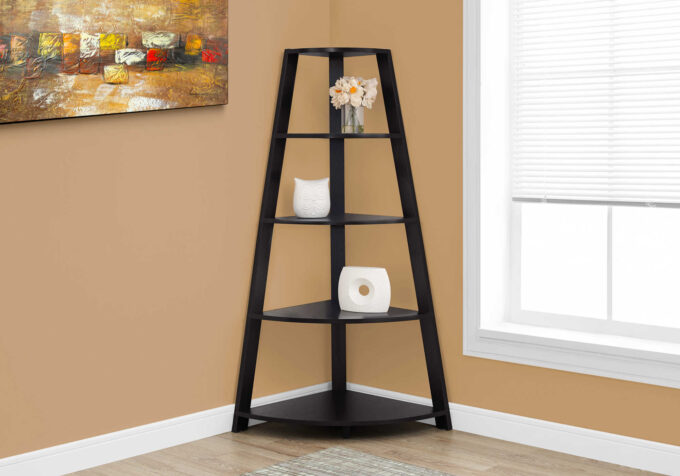 BOOKCASE - 60"H / ESPRESSO CORNER ACCENT ETAGERE