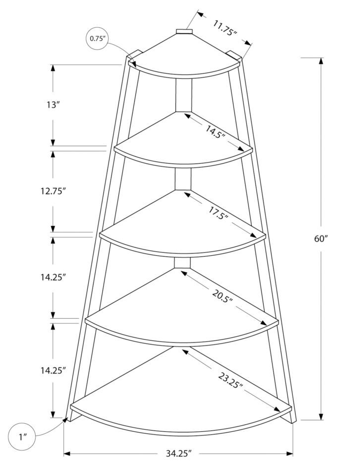 BOOKCASE - 60"H / WHITE CORNER ACCENT ETAGERE - Image 5