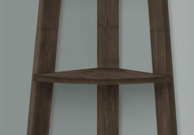 BOOKCASE - 72""H / DARK WALNUT CORNER ACCENT ETAGERE - Image 4