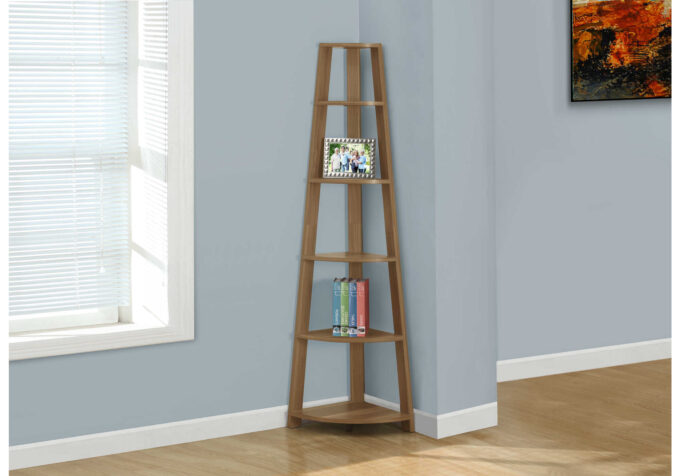 BOOKCASE - 72"H / WALNUT CORNER ETAGERE - Image 2