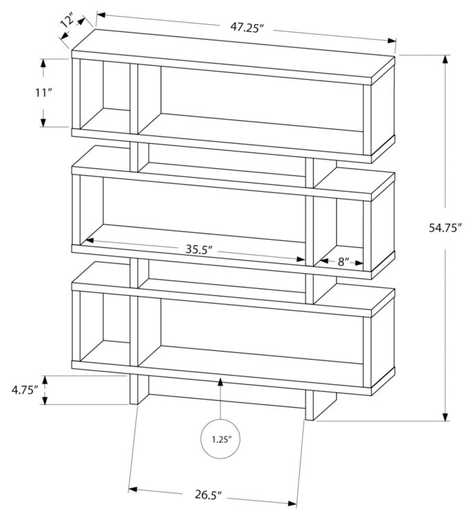 BOOKCASE - 55"H / WHITE MODERN STYLE - Image 4