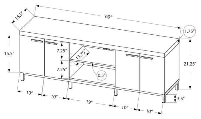 TV STAND - 60"L / BLACK / GREY - Image 4