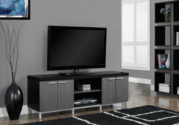 TV STAND - 60"L / BLACK / GREY