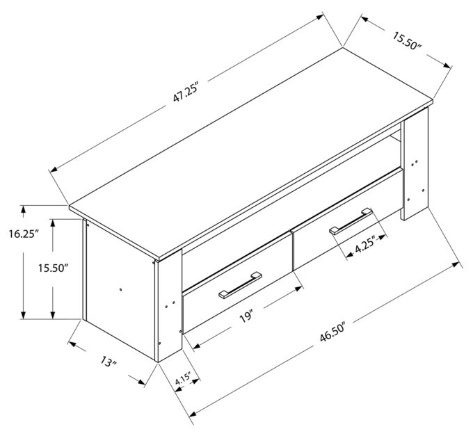 TV STAND - 48"L / WHITE WITH 2 STORAGE DRAWERS - Image 4