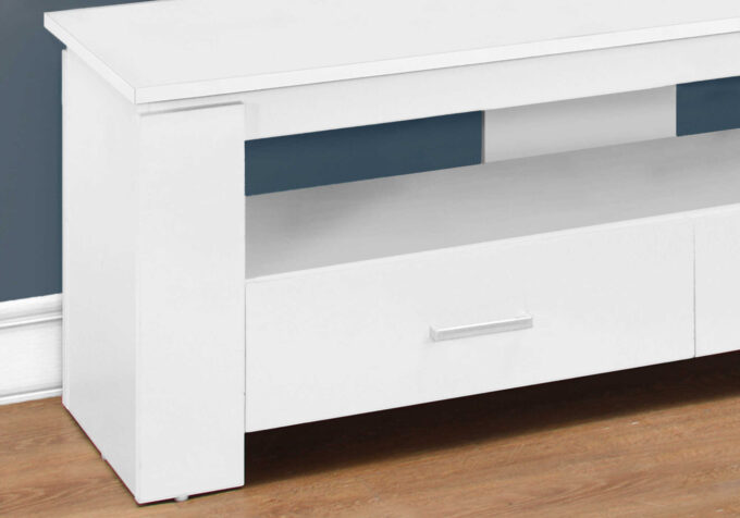 TV STAND - 48"L / WHITE WITH 2 STORAGE DRAWERS - Image 3