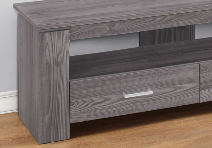 TV STAND - 48"L / GREY WITH 2 STORAGE DRAWERS - Image 3