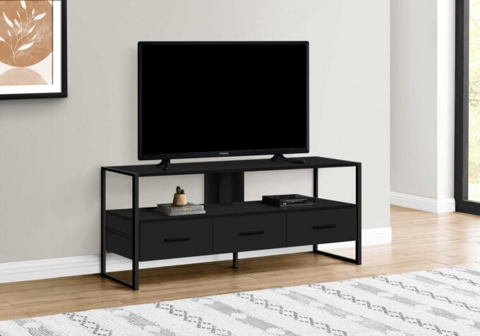 TV STAND - 48"L / BLACK / BLACK METAL