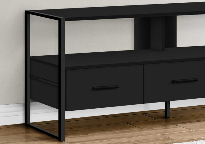 TV STAND - 48"L / BLACK / BLACK METAL - Image 2