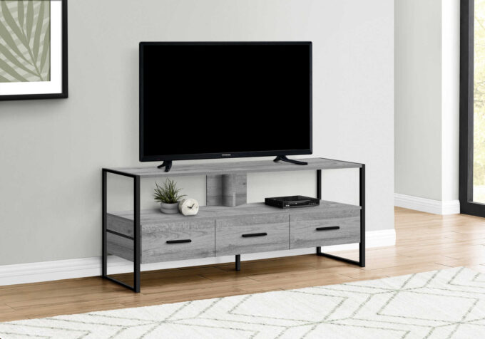 TV STAND - 48"L / GREY / BLACK METAL