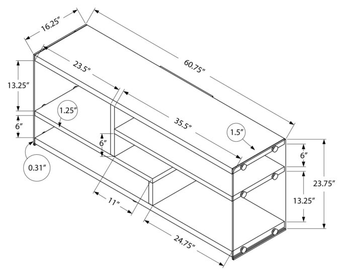 TV STAND - 60"L / GLOSSY WHITE WITH TEMPERED GLASS - Image 4