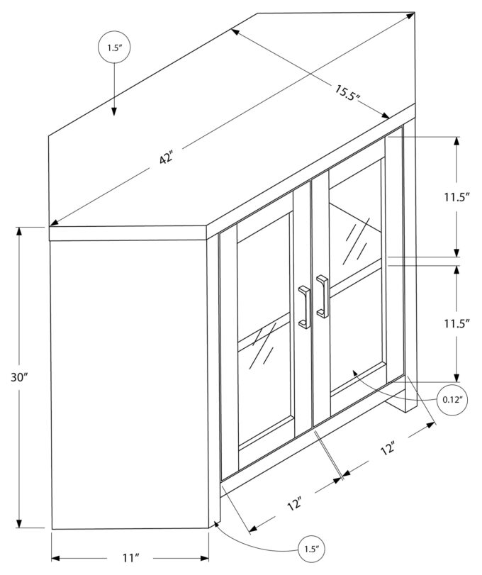 TV STAND - 42"L / ESPRESSO CORNER WITH GLASS DOORS - Image 4