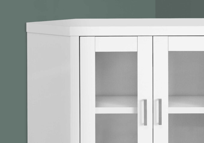 TV STAND - 42"L / WHITE CORNER WITH GLASS DOORS - Image 3