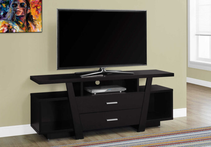 TV STAND - 60"L / ESPRESSO WITH 2 STORAGE DRAWERS