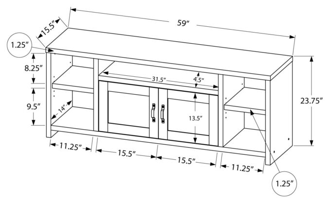 TV STAND - 60"L / GREY RECLAIMED WOOD-LOOK - Image 4