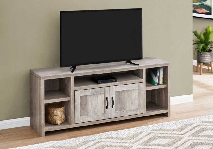 TV STAND - 60"L / TAUPE RECLAIMED WOOD-LOOK