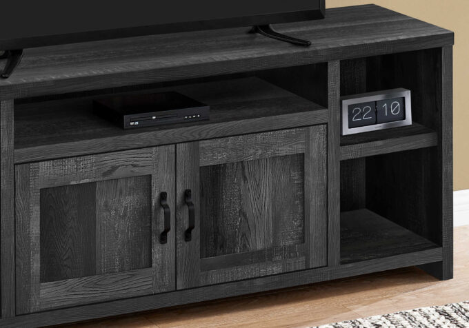 TV STAND - 60"L / BLACK RECLAIMED WOOD-LOOK - Image 3