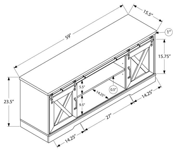 TV STAND - 60"L / ESPRESSO WITH 2 SLIDING DOORS - Image 4