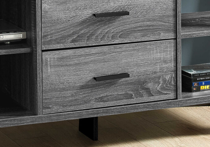 TV STAND - 60"L / GREY-BLACK WITH 2 STORAGE DRAWERS - Image 2