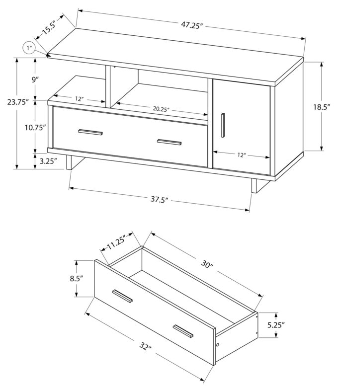 TV STAND - 48"L / WHITE WITH STORAGE - Image 4