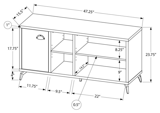 TV STAND - 48"L / GREY CONCRETE / MEDIUM BROWN RECLAIMED - Image 4