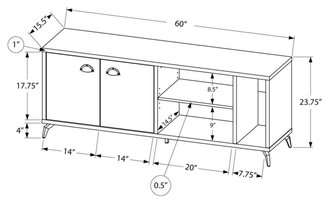 TV STAND - 60"L / GREY CONCRETE / MEDIUM BROWN RECLAIMED - Image 4