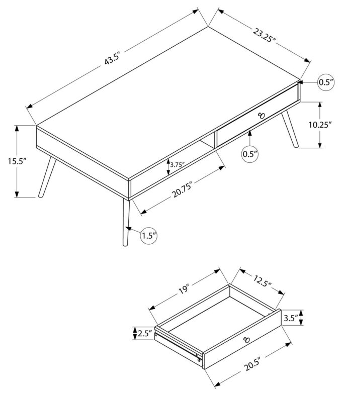 COFFEE TABLE - WALNUT MID-CENTURY WITH A DRAWER - Image 4