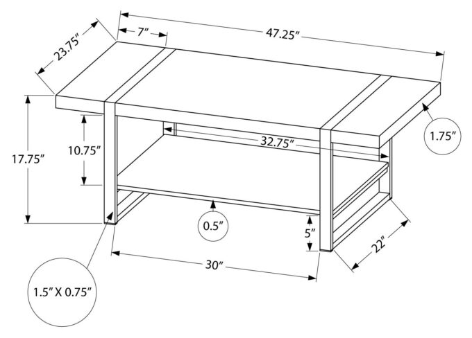 COFFEE TABLE - BROWN RECLAIMED WOOD-LOOK / BLACK METAL - Image 4