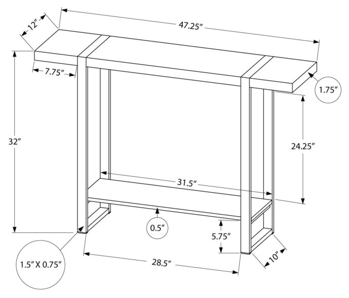 ACCENT TABLE - 48"L / BROWN RECLAIMED WOOD-LOOK / BLACK - Image 5