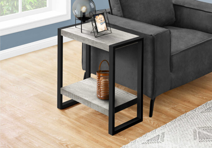 ACCENT TABLE - GREY RECLAIMED WOOD-LOOK / BLACK METAL