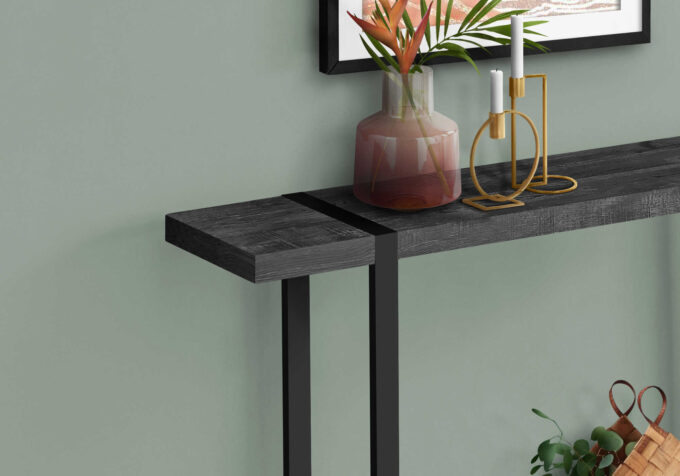 ACCENT TABLE - 48"L / BLACK RECLAIMED WOOD-LOOK / BLACK - Image 3