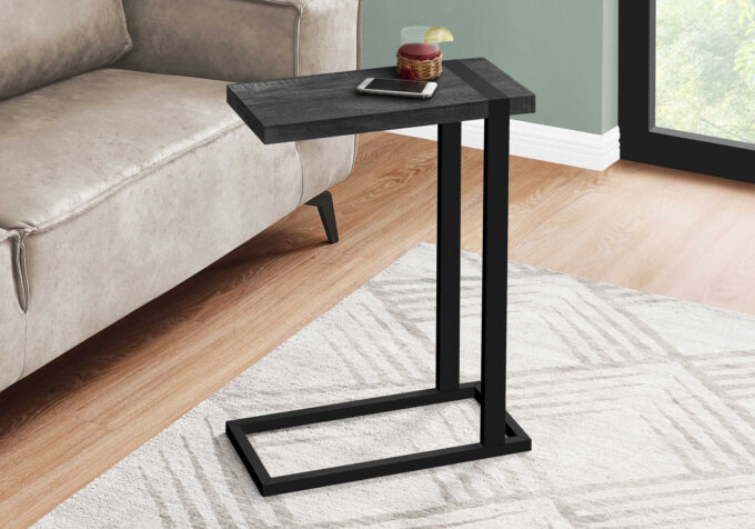 ACCENT TABLE - BLACK RECLAIMED WOOD-LOOK / BLACK METAL