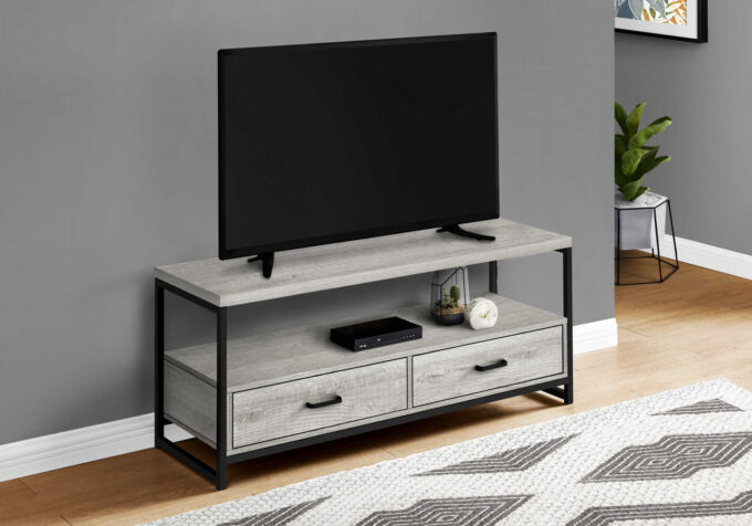 TV STAND - 48"L / GREY / BLACK METAL