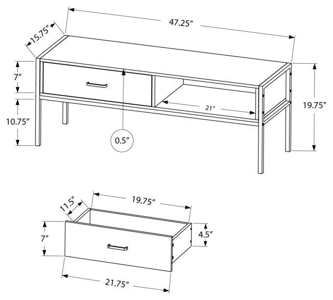 TV STAND - 48"L / BLACK / BLACK METAL - Image 4