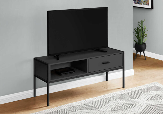 TV STAND - 48"L / BLACK / BLACK METAL