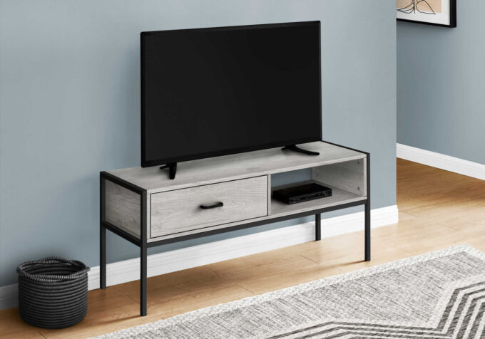 TV STAND - 48"L / GREY / BLACK METAL