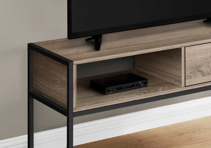 TV STAND - 48"L / DARK TAUPE / BLACK METAL - Image 2