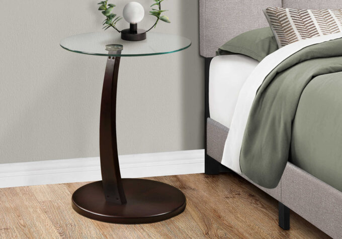 ACCENT TABLE - ESPRESSO BENTWOOD WITH TEMPERED GLASS - Image 2