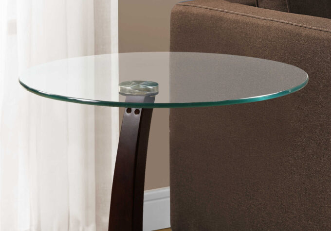 ACCENT TABLE - ESPRESSO BENTWOOD WITH TEMPERED GLASS - Image 3