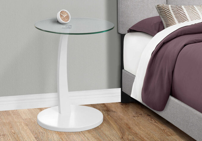 ACCENT TABLE - WHITE BENTWOOD WITH TEMPERED GLASS - Image 2