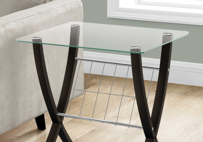 ACCENT TABLE - WHITE / WHITE METAL WITH A MAGAZINE RACK - Image 3