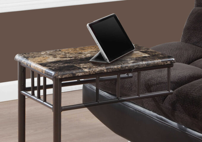 ACCENT TABLE - ESPRESSO MARBLE / BRONZE METAL - Image 3