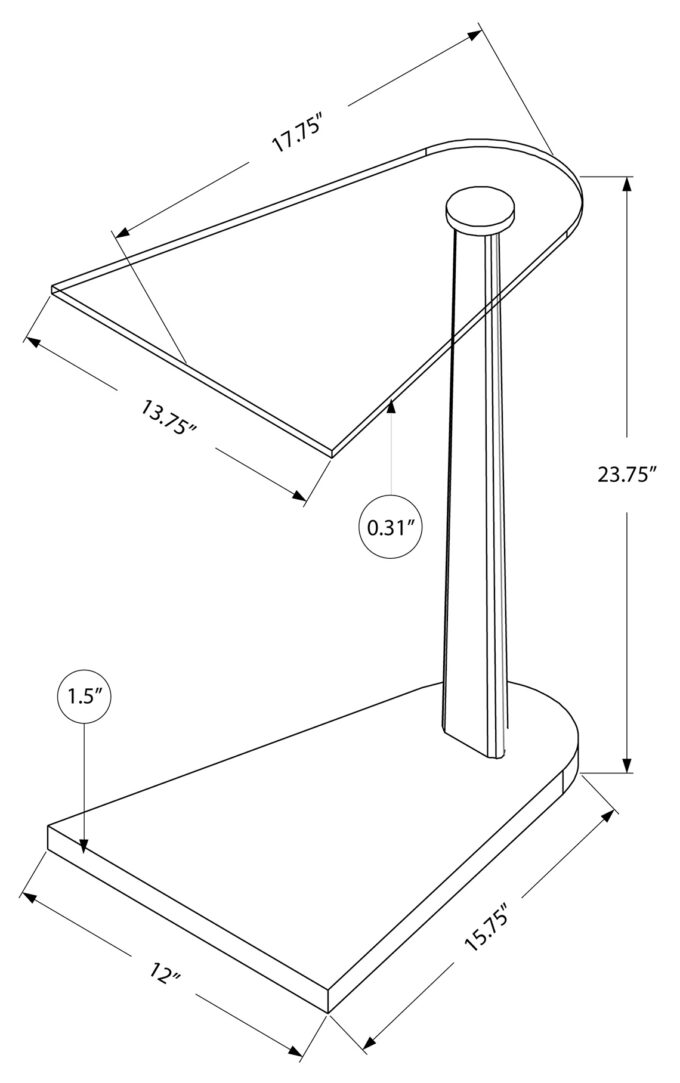 ACCENT TABLE - GLOSSY BLACK / SILVER WITH TEMPERED GLASS - Image 5