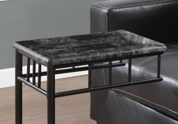 ACCENT TABLE - GREY MARBLE / CHARCOAL METAL - Image 3