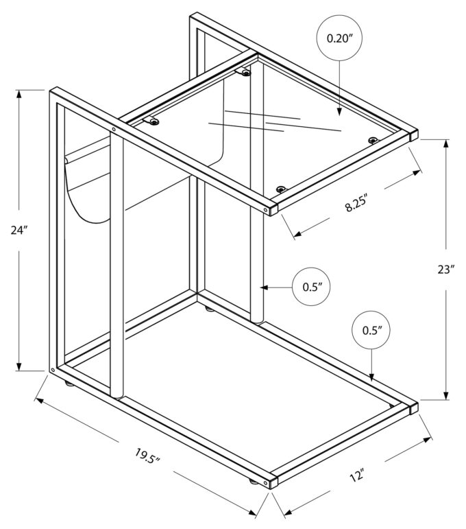 ACCENT TABLE - WHITE / WHITE METAL WITH A MAGAZINE RACK - Image 5