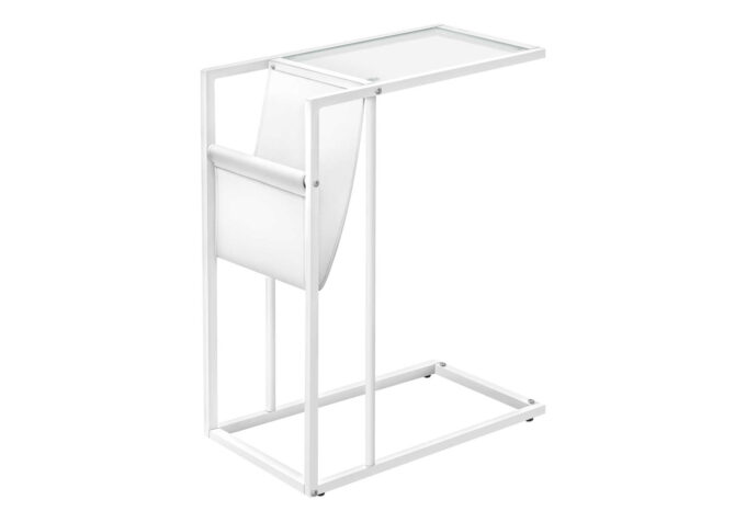 ACCENT TABLE - WHITE / WHITE METAL WITH A MAGAZINE RACK - Image 2