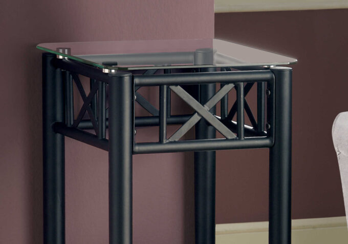 ACCENT TABLE - BLACK METAL WITH TEMPERED GLASS - Image 3