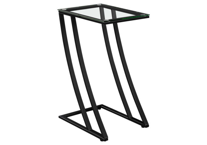 ACCENT TABLE - BLACK METAL WITH TEMPERED GLASS - Image 2