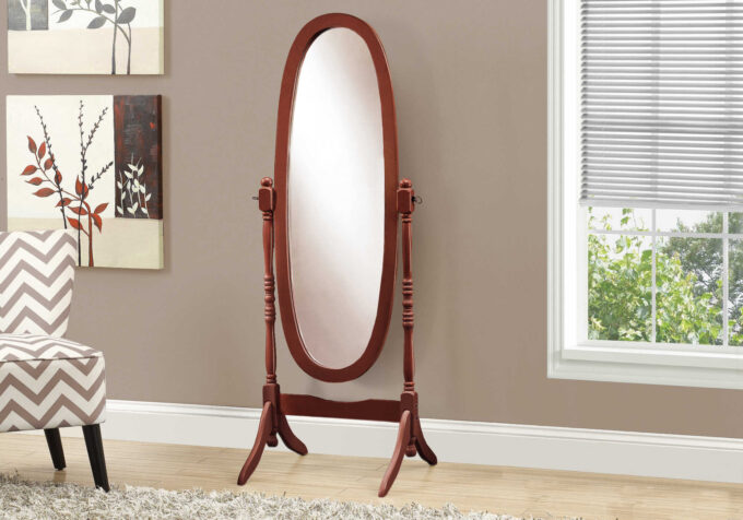 MIRROR - 59"H / WALNUT OVAL WOOD FRAME